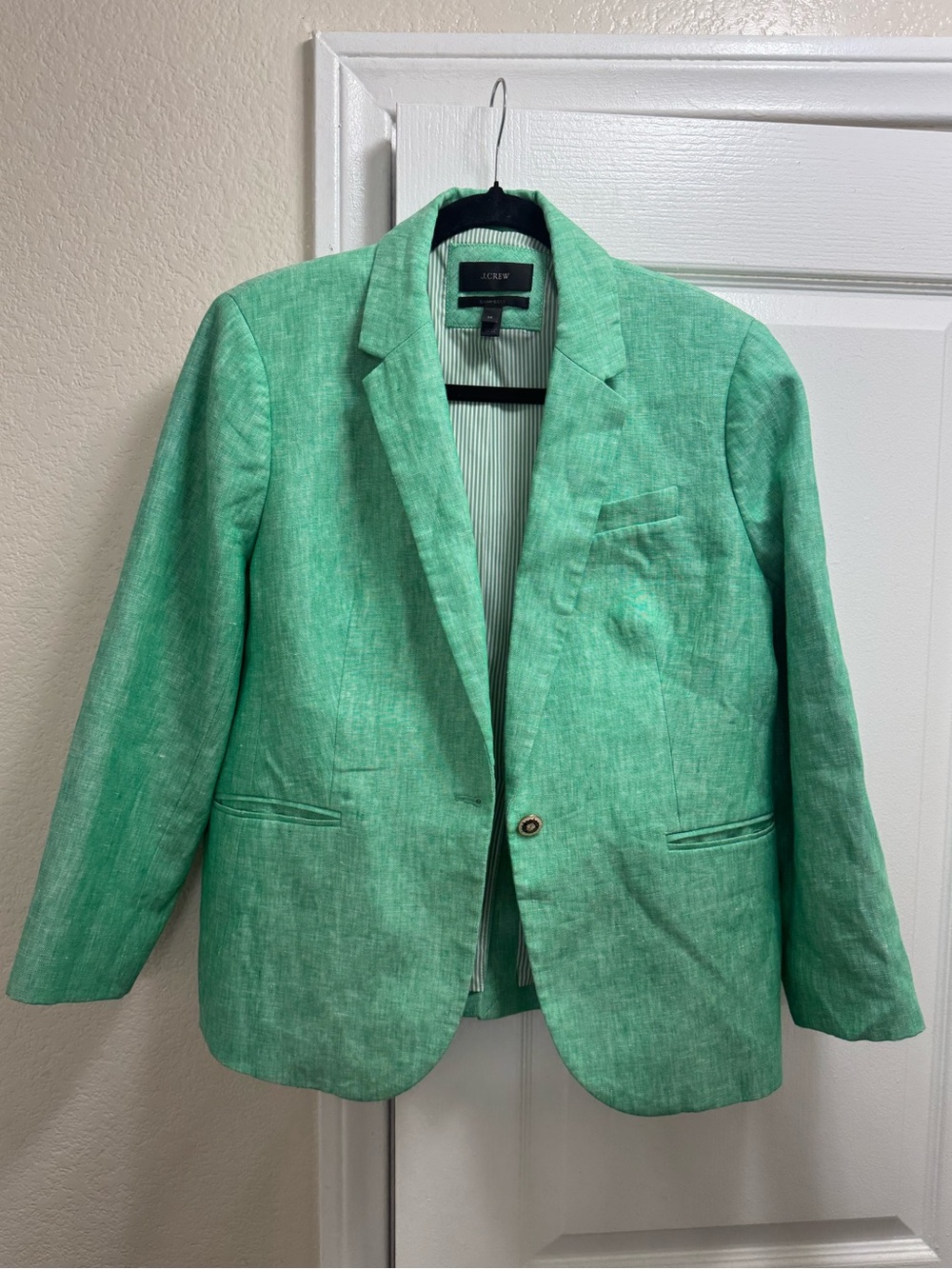 J. Crew Light Green Linen Campbell Blazer Size 14